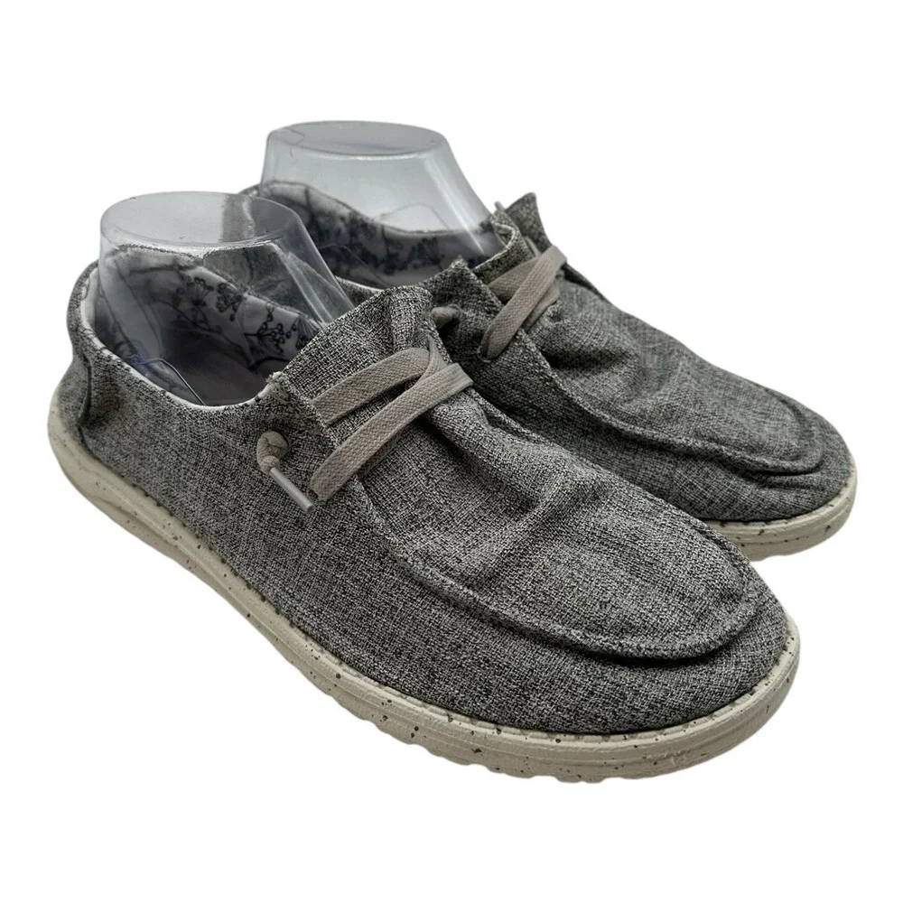 Hey Dude Wendy Linen Shoes Womens 10 Iron Grey Slip On Lightweight Loafer Casual